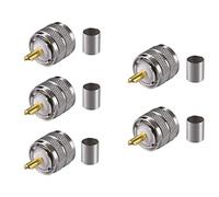 Vecys 5PCS PL-259 UHF Conectores Macho 50 Ohm PL259 Enchufe Macho Soldadura Crimp RF Adaptador Conector Coaxial para RG58 VLMR195 RG142 RG400 Cable Coaxial Baja Pérdida Compatible con Radioaficionado
