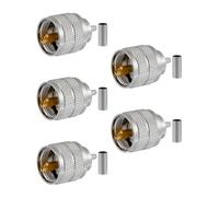 Vecys 5PCS PL-259 UHF Macho Conectores 50 Ohm PL259 Macho Plug Crimp RF Coax Conector Adaptador para RG174 RG316 de Baja Pérdida de Cable Coaxial Compatiable con Radioaficionados