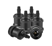 Vecys 6 Piezas Portalámparas Vintage Bronce E27 Casquillos para Bombillas Adaptadores Adaptador portalámparas retro Edison para Iluminación de Bricolaje（Negro）