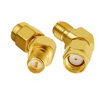 Vecys Adaptador 4G Adaptador RP-SMA Enchufe Macho a Hembra ángulo Recto 135 ° convertidor SMA para Cable coaxial RF Tarjeta PCI 2G 3G Router Antena WiFi Red WLAN inalámbrica 2 Piezas