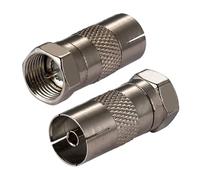 Vecys Adaptador de Cable Coaxial Antena de TV Adaptador Macho Tipo F a Hembra de TV Adaptador de Antena para Sintonizador DVB-T T2 para Ariel BK LED 4K 3D UHD (2PCS)