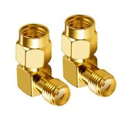 Vecys Adaptador SMA Adaptador SMA Macho a Hembra en ángulo Recto 90 ° Adaptador 4G para Cable Coaxial RF Tarjeta PCI 2G 3G 4G Antena WiFi Enrutador Red WiFi Inalámbrica (2 Piezas)