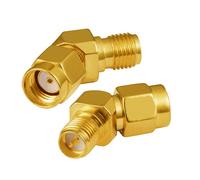 Vecys Adaptador WiFi RP-SMA Adaptador Macho a Hembra ángulo Recto Adaptador RF 135 ° Cable coaxial Tarjeta PCI Router Antena WiFi Red WiFi inalámbrico 3G 4G 2 unids