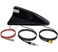 Vecys Antena de Coche Aleta de Tiburón DAB + FM/Am - Refuerzo de Señal SMA a Conector DIN para Techo - Radio Digital Estéreo Con Cable RG174 de 5m