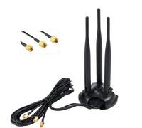 Vecys Antena WiFi 2.4 G/5.8 G de doble frecuencia 8 dBi amplificador de señal omnidireccional base magnética RP-SMA adaptador RG174 cable 2 m 6.6 pies