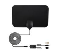 Vecys HDTV Antena de TV para interiores de 10 dBi DVB-T2 HD con adaptador F hembra a TV macho, alcance de 80 millas, mini antena para Smart TV RG174 3 m/9.84 pies, soporte de cable coaxial 1080p