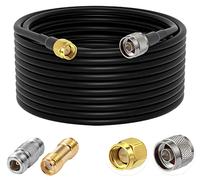 Vecys N Macho a SMA Macho Cable Coaxial de Baja Pérdida RG58 49.2FT/15M + 2PCS N SMA Adaptador Kit para 3G 4G 5G LTE Antena Ham Radio GPS WiFi