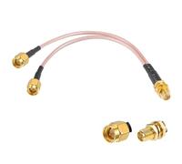 Vecys RP-SMA Hembra a Conector Macho Doble SMA Cable Coaxial RF Divisor de 3 Vías Tipo Y RG316 15CM/6In para Radios Coche DAB Estéreo FM AM Unidades Principales