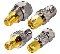 Vecys SMA Conector Adaptador SMA a F Tipo Coaxial Cable Adaptador Recto 4 Kit para FM Radio Dab Antena WiFi CATV TV Antena Aérea Redes Modems(4 pcs)