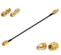 Vecys SMA Macho a Hembra Mamparo RG174 6" /15CM RF Cable Coaxial + Kit de Adaptadores SMA de 2 Piezas para Adaptador Inalámbrico de Potenciador de Señal de Antena de Enrutador