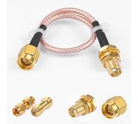 Vecys SMA Macho a Hembra Mamparo RG316 6" /15CM RF Cable Coaxial + Kit de Adaptadores SMA de 2 Piezas para Adaptador Inalámbrico de Potenciador de Señal de Antena de Enrutador