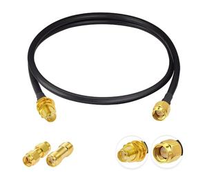 Vecys SMA Macho a Hembra Mamparo RG58 6.5ft /2M RF Cable Coaxial + Kit de Adaptadores SMA de 2 Piezas para Adaptador Inalámbrico de Potenciador de Señal de Antena de Enrutador