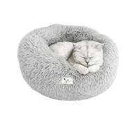 Ved Cama Relajante para Mascotas cojín Mullido en Forma de Donut para Perros y Gatos, Suave y Lavable, Redonda y con Base Antideslizante, Color Gris Claro.50 x 50 x 20 cm (L x W x H)