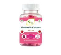 Ved Gomitas de Colágeno Masticables Sabor a Fresa, Gomitas de Colágeno con Cultivo Madre, Suplemento Alimenticio Vegetariano Vegano para Hombres y Mujeres, 60 Masticables durante 30 Días