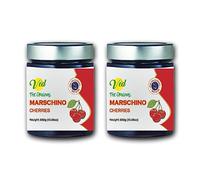 Ved Gourmet Original Red Maraschino Cherries Cereza italiana para cócteles a la antigua - Cóctel vegano, cerezas Bourbon en almíbar natural para cobertura de cóctel,600G