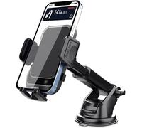 VEDA Soporte para teléfono de coche, soporte para teléfono celular para coche, parabrisas de salpicadero, soporte de teléfono de coche manos libres, soporte universal para automóvil, color negro