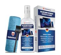 Veddelholzer 250 ml Limpiador de Pantalla - Limpiador de Pantalla con paño de Microfibra y Cepillo para Teclado - para Ordenador portátil, Monitor, TV, Smartphone, Pantalla de Coche, Limpieza sin