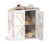 VEDECASA Panera de bambú para esquina de 2 niveles, para cocina, bambú, esquina, panera grande, para mostrador de cocina, 43 x 28,2 x 42 cm, color blanco antiguo