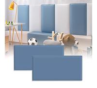 VEDHAA Acolchado de pared 3D anticolisión para niños, paneles de pared tapizados, cabecero Queen, panel de protección decorativo para sala de juegos, paquete de 2 paneles de 23.6 x 11.8 pulgadas (azul gris oscuro)