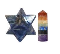 Vediknectar® Merkaba Star Lucky Charm Sodalite Chakra Decorative Stone Crystal Decor Feng Shui Mini Points Home Décor Pocket Palm Stone Mini Crystal Star Handmade