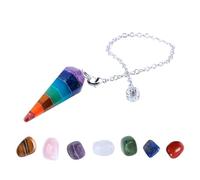 Vediknectar® Péndulo de cristal piedra curativa de los siete chakras péndulo de radiestesia Feng Shui piedra pulida tallada a mano para equilibrar los chakras puntas de cristal amuletos