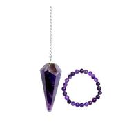 Vediknectar®Pulsera de Cristal con péndulo Reiki Amatista Feng Shui Piedra curativa Pulsera Hecha a Mano péndulo de radiestesia Puntas de Cristal amuletos de la Suerte Collar de péndulo para Mujer