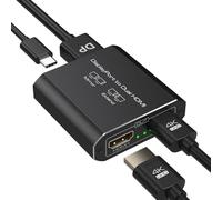 VEDINDUST Adaptador Displayport a HDMI dual 4K60Hz 1 en 2 salidas DP 1.4 a 2 HDMI Splitter para PC tarjeta gráfica monitor extendido y modo espejo para Windows, MacOS solo modo espejo SST