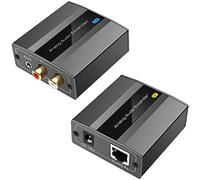 VEDINDUST Extensor de Audio Analógico RCA Auriculares Estéreo sobre Ethernet Cat5e 6 450 Metros Soporte PCM 2.0 para PS4 Auriculares Receptor AV Audio Amplificador Altavoz