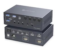 VEDINDUST HDMI KVM Switch 2 Monitores 4 PC Conmutador KVM Docking Station USB C Displaylink Thunderbolt Dock Station Compatible con Los Modos de Réplica y Escalabilidad para Mac y Windows