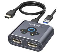 VEDINDUST HDMI Splitter 1 Entrada 2 Salidas, Soporta 4K a 60 Hz Divisor HDMI 1 in 2 out con Modo Espejo o Ampliación; Compatible con Windows y macOS Apto para Monitores, Televisores y Proyectores
