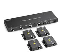 VEDINDUST HDMI Splitter Extender 1 in 6 out Hasta 50M 165FT a Través de Cat6/7 HDMI a Través de Ethernet con 2 Salidas Loop Soporta Gestión EDID 1080P60Hz POC