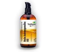 VEDIQUE Remedies Bala Ashwagandha Aceite | 500 ml (16.5 fl oz) | Más de 15 hierbas curativas | Aceite de masaje clásico ayurvédico | Revitalizante, energizante y nutritivo | Todo natural