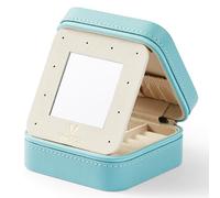 VEE&CO. Regalos para el día de la mujer 2024, pequeño estuche de joyería de viaje, mini organizador de joyas con espejo, caja de almacenamiento portátil para aretes, anillos, collares, pulseras para