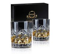 veecom Juego de 2 Vasos Whisky Cristal de 300ml, Sin Plomo para Cóctel, Whisky Escocés, Bourbon, Regalo para Hombre, Padre