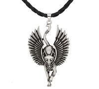 VEED Plata Antiguo Egipto Bastet Estatua Gato Colgante esfinge Collar Amuleto joyería