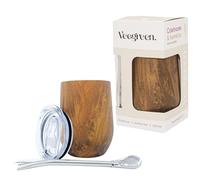 Veegreen Kit Calebasse Yerba Mate | Taza isotérmica + pajita Bombilla tradicional + tapa tipo termo | Botella ideal para beber mate caliente | Doble pared de acero inoxidable (Kaki) (marrón)
