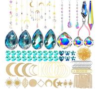 VEEKAY Atrapasoles Cristal Colgante,355 Piezas DIY Kits para Hacer atrapasoles,DIY Bola de Cristal Prisma con Cuentas/Cadenas/Anillos,Colgante de Cristal Arcoíris para Ventana Jardin Fiesta Decor