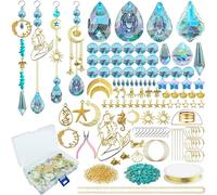 VEEKAY Atrapasoles Cristal Colgante,425 Piezas DIY Kits para Hacer atrapasoles,DIY Bola de Cristal Prisma con Cuentas/Cadenas/Anillos,Colgante de Cristal Arcoíris para Ventana Jardin Fiesta Decor