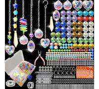 VEEKAY Atrapasoles Cristal Colgante,460 Piezas DIY Kits para Hacer atrapasoles,DIY Bola de Cristal Prisma con Cuentas/Cadenas/Anillos,Colgante de Cristal Arcoíris para Ventana Jardin Fiesta Decor