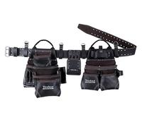 VEEKAY - Bolsa de herramientas de cuero curtido al aceite, 22 bolsillos, cinturón marrón para carpintero, construcción, enmarcadores, manitas, electricistas, se adapta a cintura de 30 a 56 pulgadas