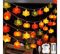 VEEKAY Cadena de Luces LED para Otoño,3.8M,25 LED,8 Modos de Luz de Control Remoto,Temporizador,Luces De Hadas De Bellota De Otoño,Decoración de para Acción de Gracias Fiesta