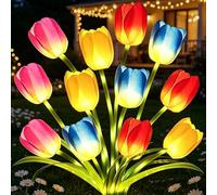 VEEKAY Luces Solares Exterior,4 Pieza Tulipanes Lámparas Solar,IP65 a Prueba de Agua,Luces Solares Led Exterior Jardin,Ideal Iluminacion Exterior Sola Adecuadas para Jardines, Pasarelas