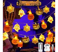 VEEKAYHalloween Cadena Luces 3m 20 LED, Araña Murciélago Calabaza y Espíritu para Decoración Interna y Externa