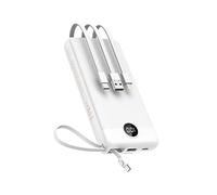 VEEKTOMX Power Bank 20000mAh Bateria Externa USB C Cargador Portatil con Cables Integrados, 5 Salidas y 2 Entradas Powerbank Compatible con iPhone/Samsung/Huawei/Tableta, Travel Essential (Blanco)