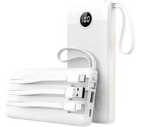VEEKTOMX POWER BANK Power Bank 20000mAh con Cables incorporados (Blanco)