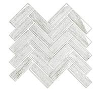VEELIKE Azulejos Adhesivos Cocina Madera Gris Espiga Vinilos Baño Azulejos 3D Baldosas Adhesivas Pared Cocina Impermeable Vinilo Adhesivo Efecto Madera Pegatinas de Baldosas 30.5cm×30.5cm 6 Piezas