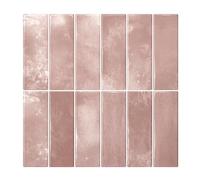 VEELIKE Azulejos Adhesivos Cocina Rosa Retro 3D Rectangulares Baldosas Adhesivas Pared Baño Vinilo Cocina Pared Azulejos Papel Adhesivo para Azulejos Lavanderías Extraíble 30.5cm×30.5cm 12 Piezas