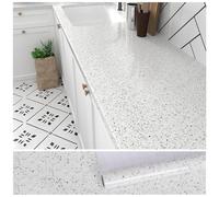 VEELIKE Papel Pintado Aspecto Granito Blanco Papel Adhesivo para Encimera Cocina Lavable Papel Autoadhesivo Pared Baño Papel Tapiz Imitacion Piedra Papel Pared Vinilico Decorativo Salon 40cm x 300cm