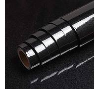 VEELIKE Papel Pintado Autoadhesivo Papel Tapiz Negro Brillante Papel Adhesivo para Muebles Papel de Pared Cocina Lavable Papel Paredes Decoración Habitacion Vinilo Pared Salon Moderno 40cm x 300cm