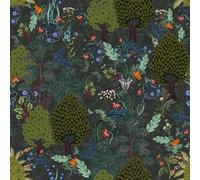 VEELIKE Papel Pintado Bosque Verde Oscuro Selva Fotomural Bosque Flores 44,5 cm × 300 cm Papel Pintado Floral Vintage Patrón Papel Pintado Autoadhesivo Salón Dormitorio Baño Decoración Pared